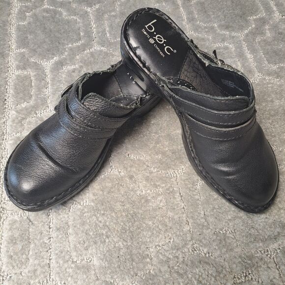 Boc Born Concept ADERYN Black Leather Clog Mules Womens Size 7M Comfort NURSING - Picture 4 of 15